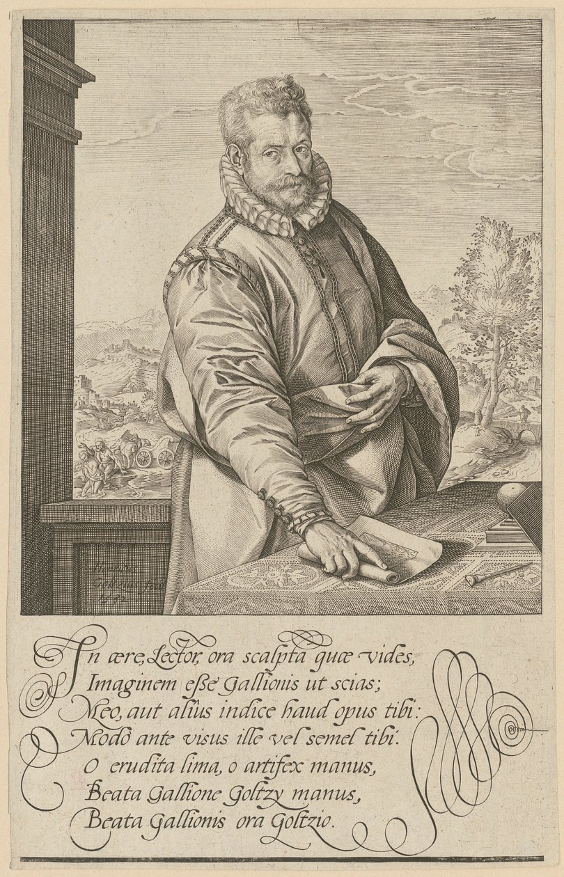 Porträtt av Philips Galle av Hendrick Goltzius