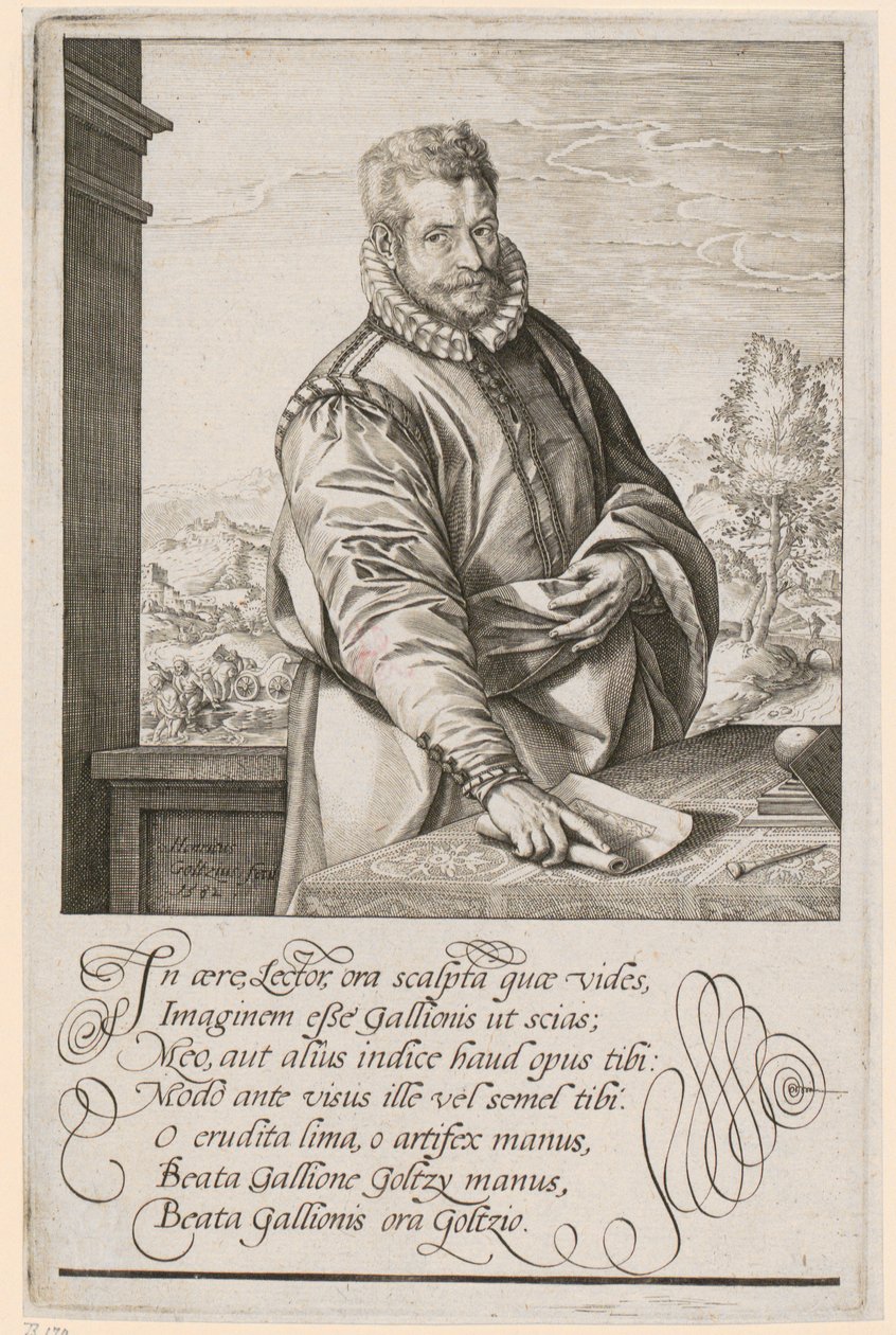 Porträtt av Philips Galle av Hendrick Goltzius