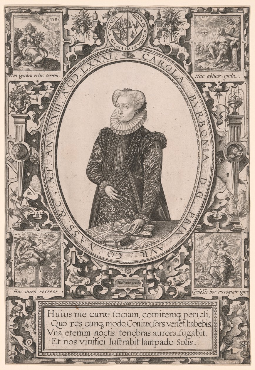 Porträtt av Charlotte de Bourbon av Hendrick Goltzius