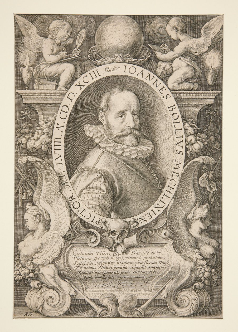 Porträtt av Hans Bol av Hendrick Goltzius