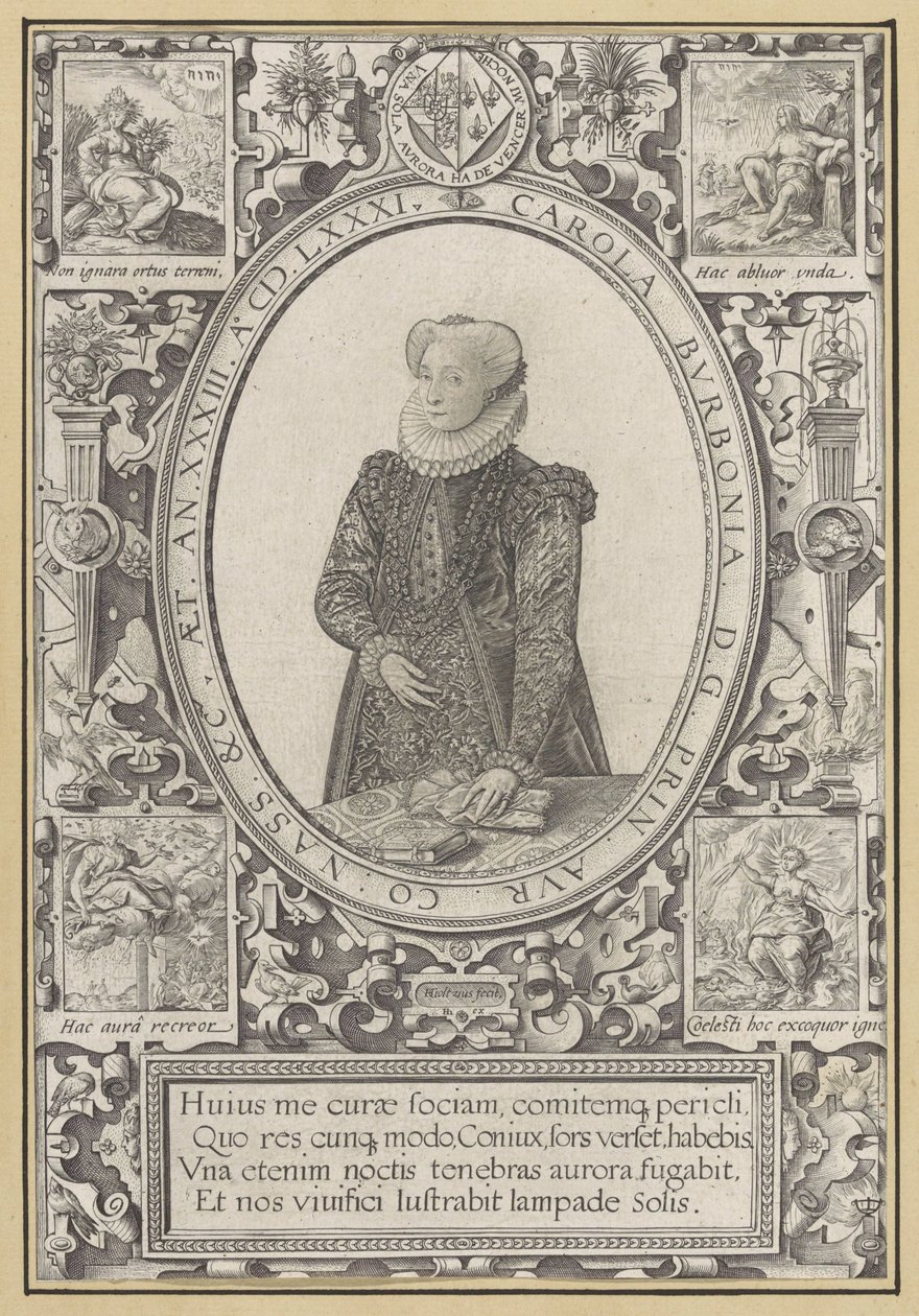 Porträtt av Charlotte av Bourbon av Hendrick Goltzius