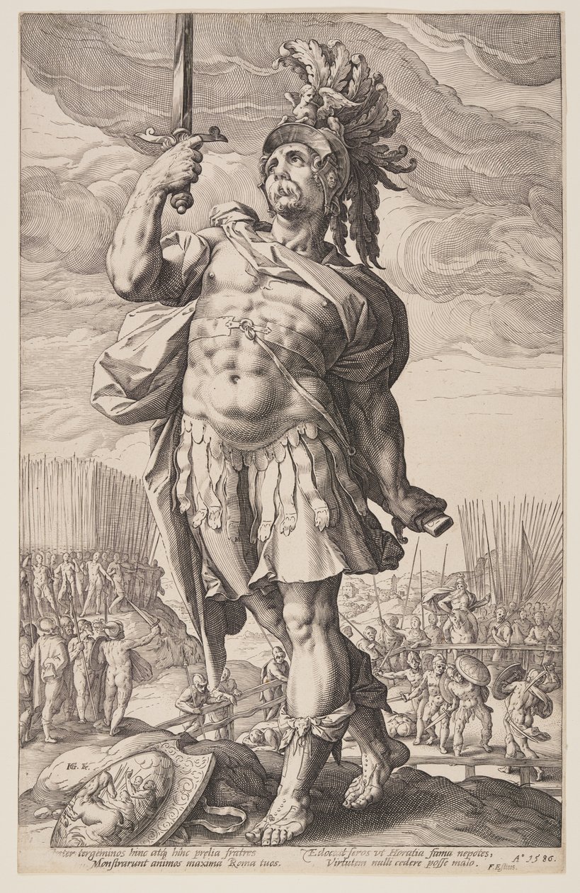 Publius Horatius, från De romerska hjältarna av Hendrick Goltzius