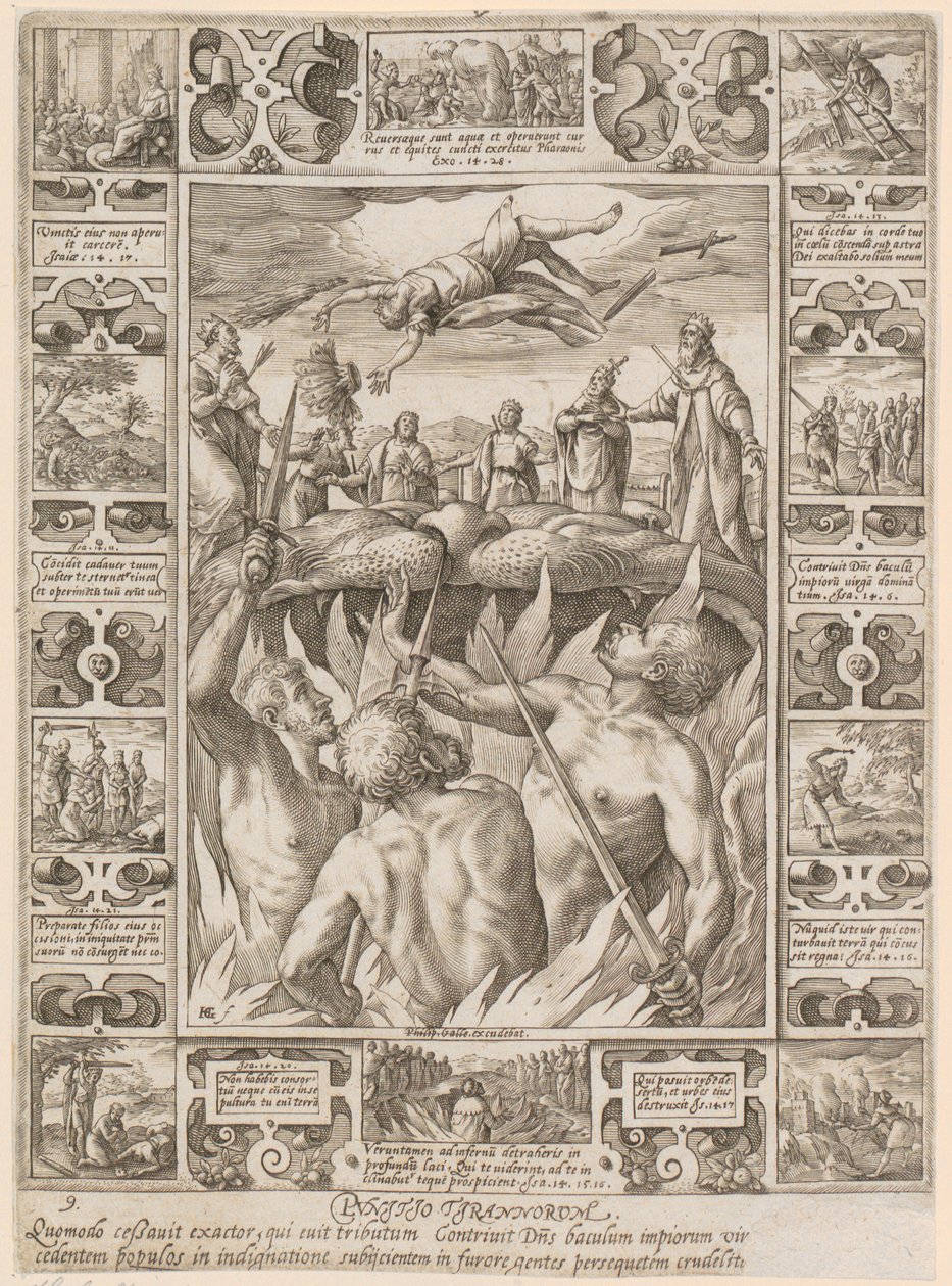 Punitio tirannorum, blad 9 i serien ”Allegorier över den kristna tron” av Hendrick Goltzius