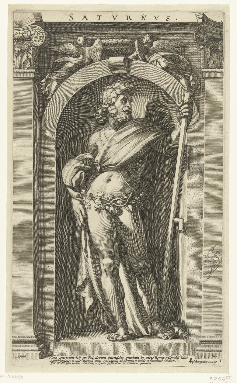Saturnus Saturnus (titel på objekt) Åtta klassiska gudar (serietitel) av Hendrick Goltzius