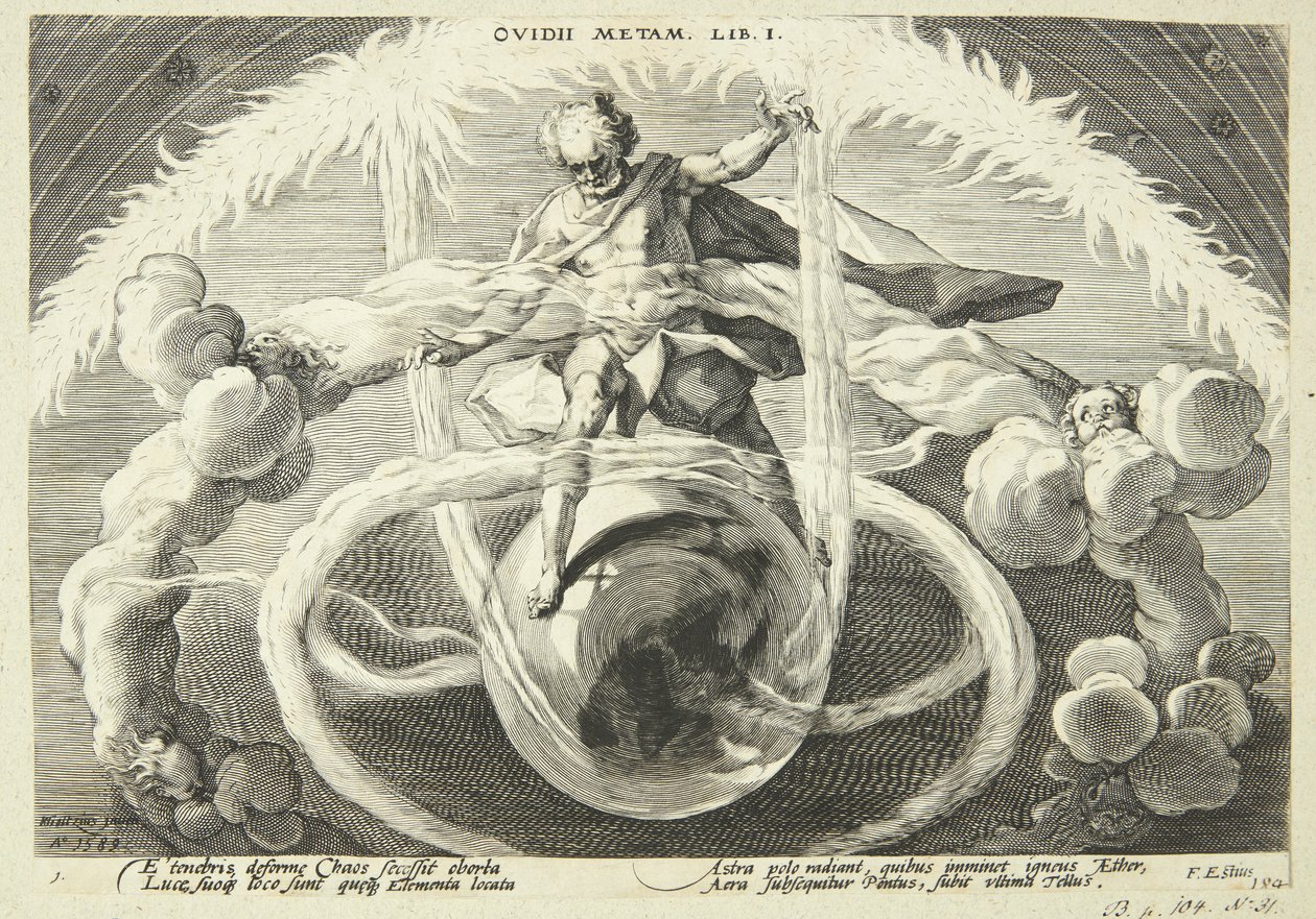 Skapandet av de fyra elementen av Hendrick Goltzius