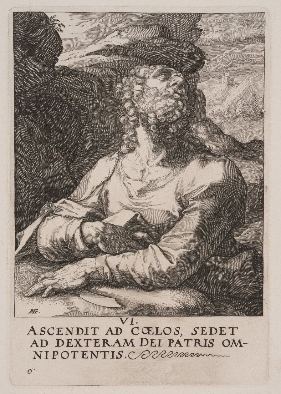 Bartolomeus, från Kristus, apostlarna och Paulus med trosbekännelsen av Hendrick Goltzius