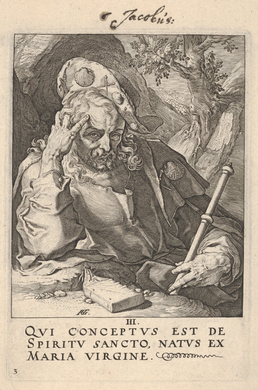 Den store Jakob, ur ”Kristus, apostlarna och Paulus med trosbekännelsen” av Hendrick Goltzius