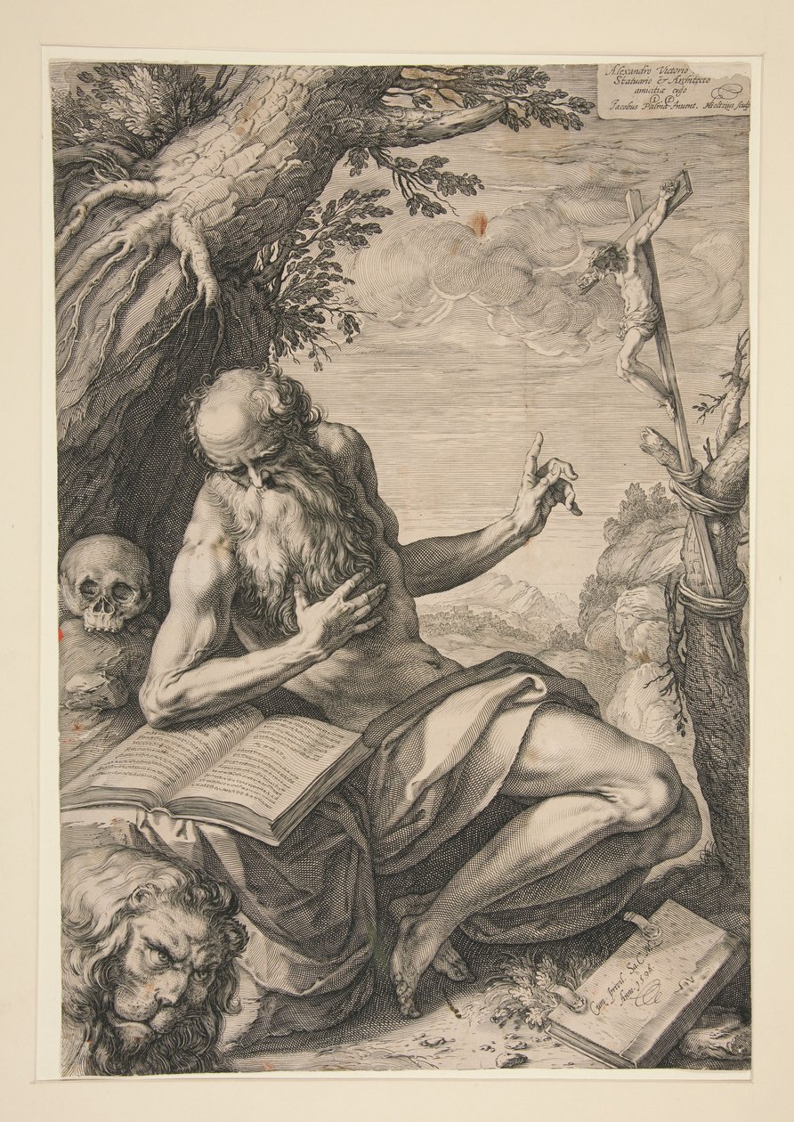 Den helige Hieronymus i öknen av Hendrick Goltzius