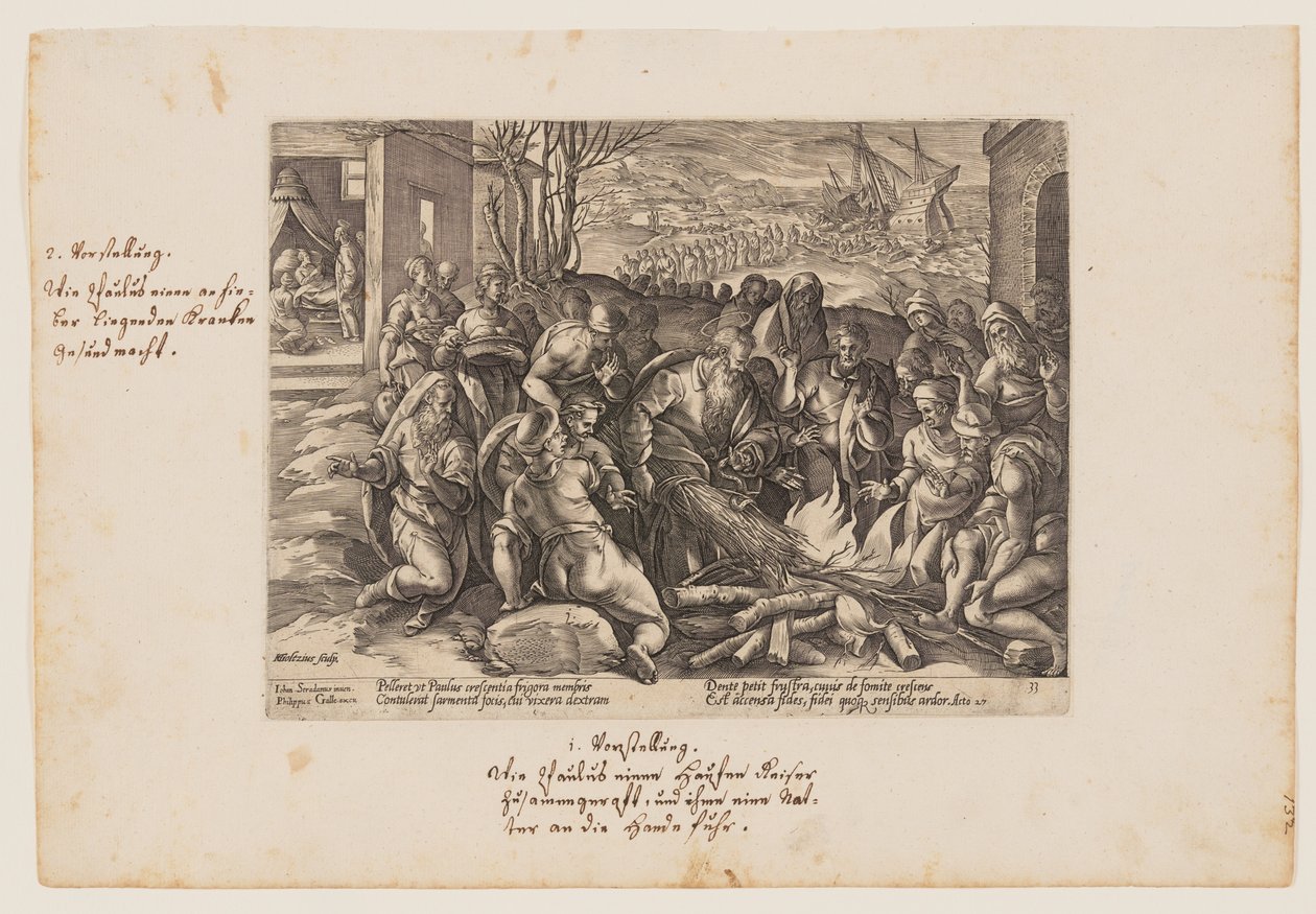 Sankt Paulus biten av huggormen, ur Acta Apostolorum (Apostlagärningarna) av Hendrick Goltzius