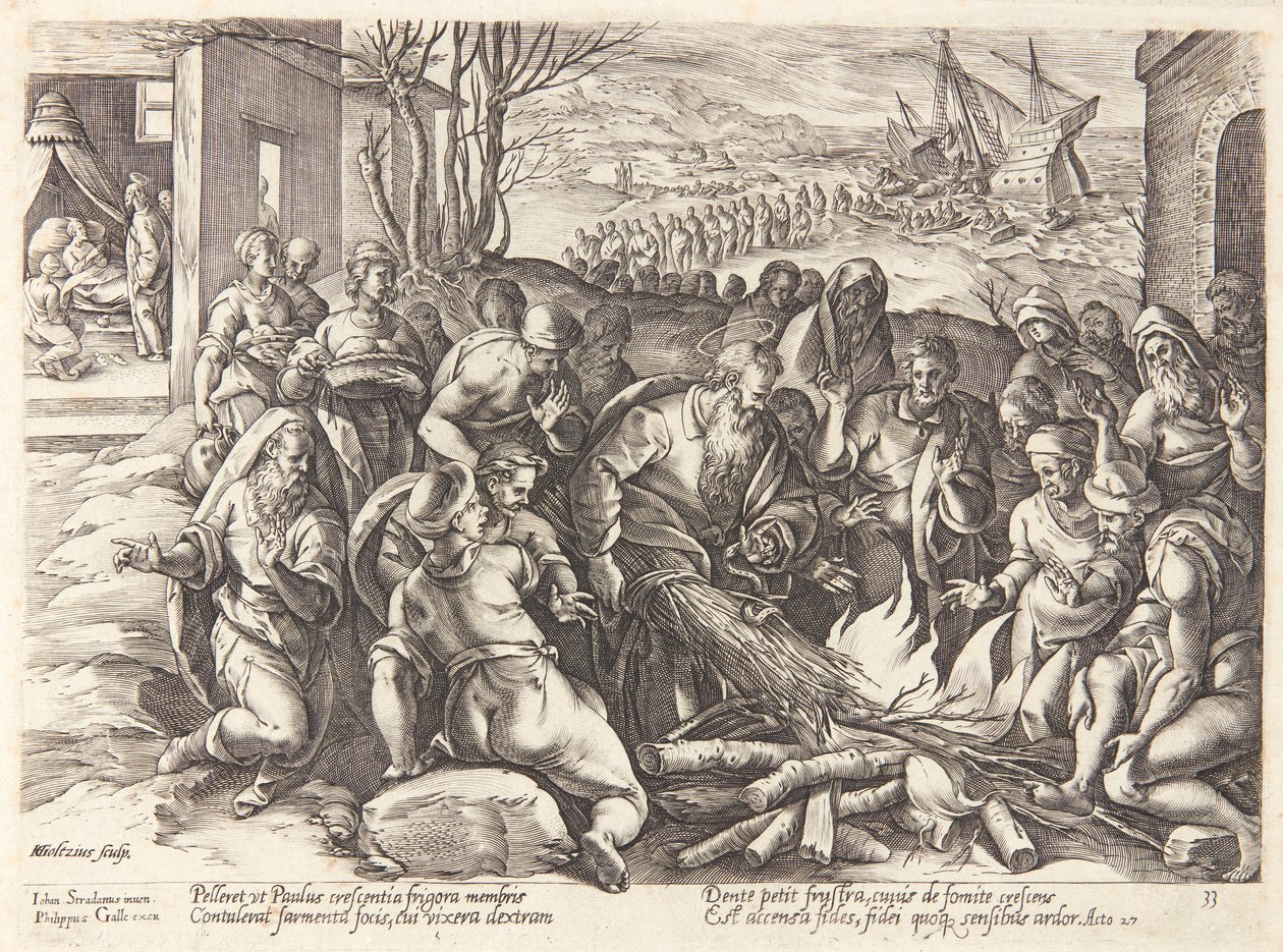 Sankt Paulus biten av huggormen av Hendrick Goltzius