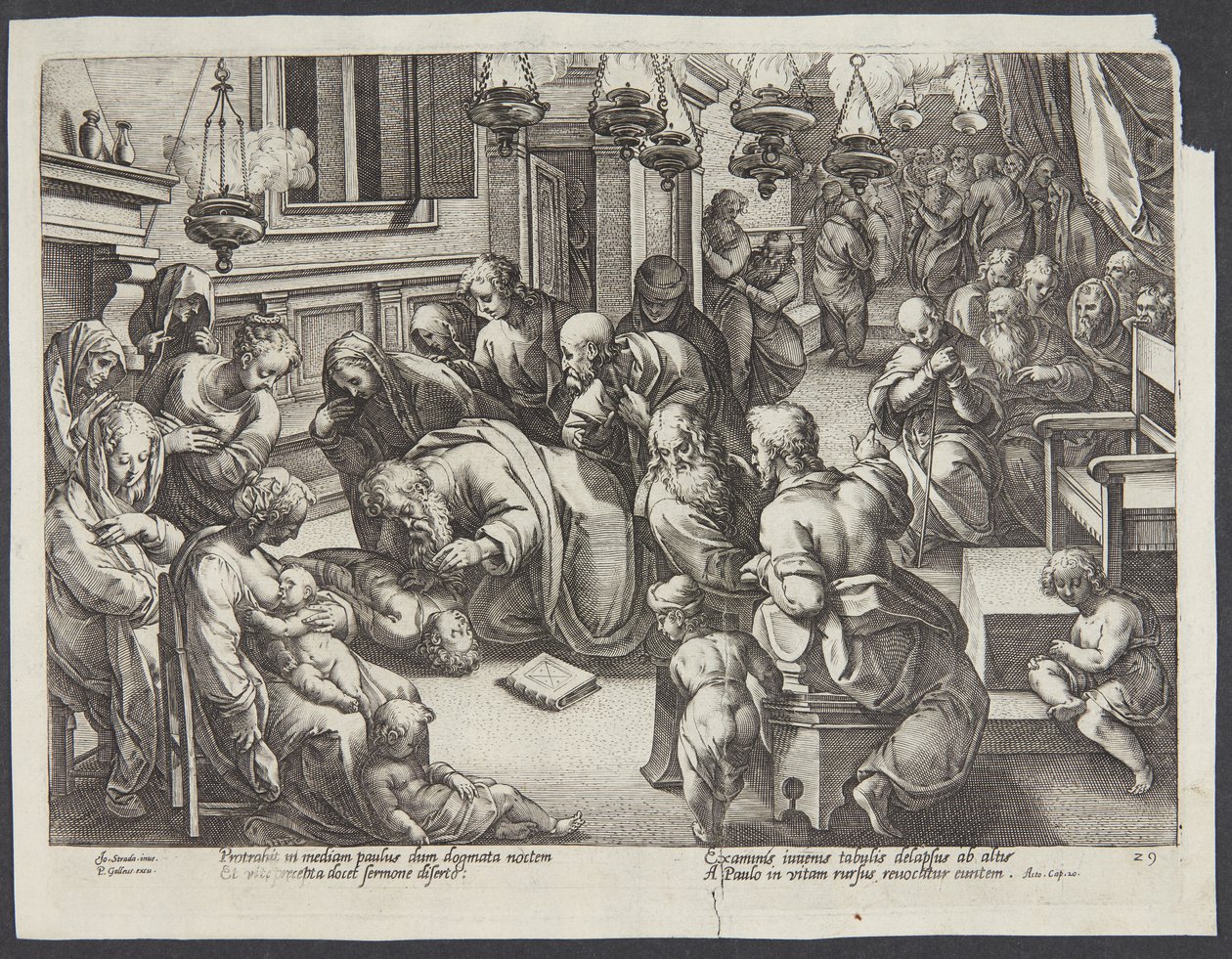 Den helige Paulus uppfostrade Eutykos av Hendrick Goltzius
