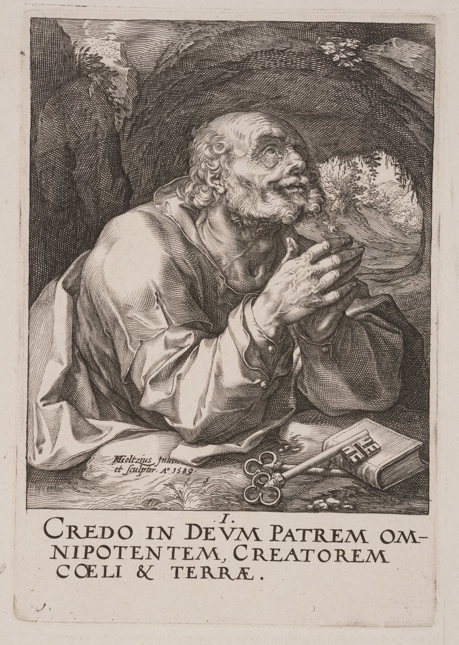 S:t Petrus, från Kristus, apostlarna och S:t Paulus med trosbekännelsen av Hendrick Goltzius