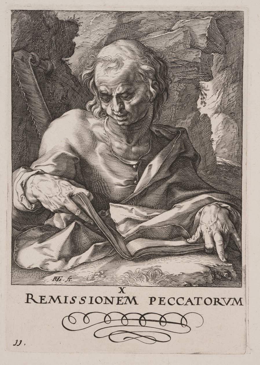 S:t Simon, från Kristus, apostlarna och S:t Paulus med trosbekännelsen av Hendrick Goltzius
