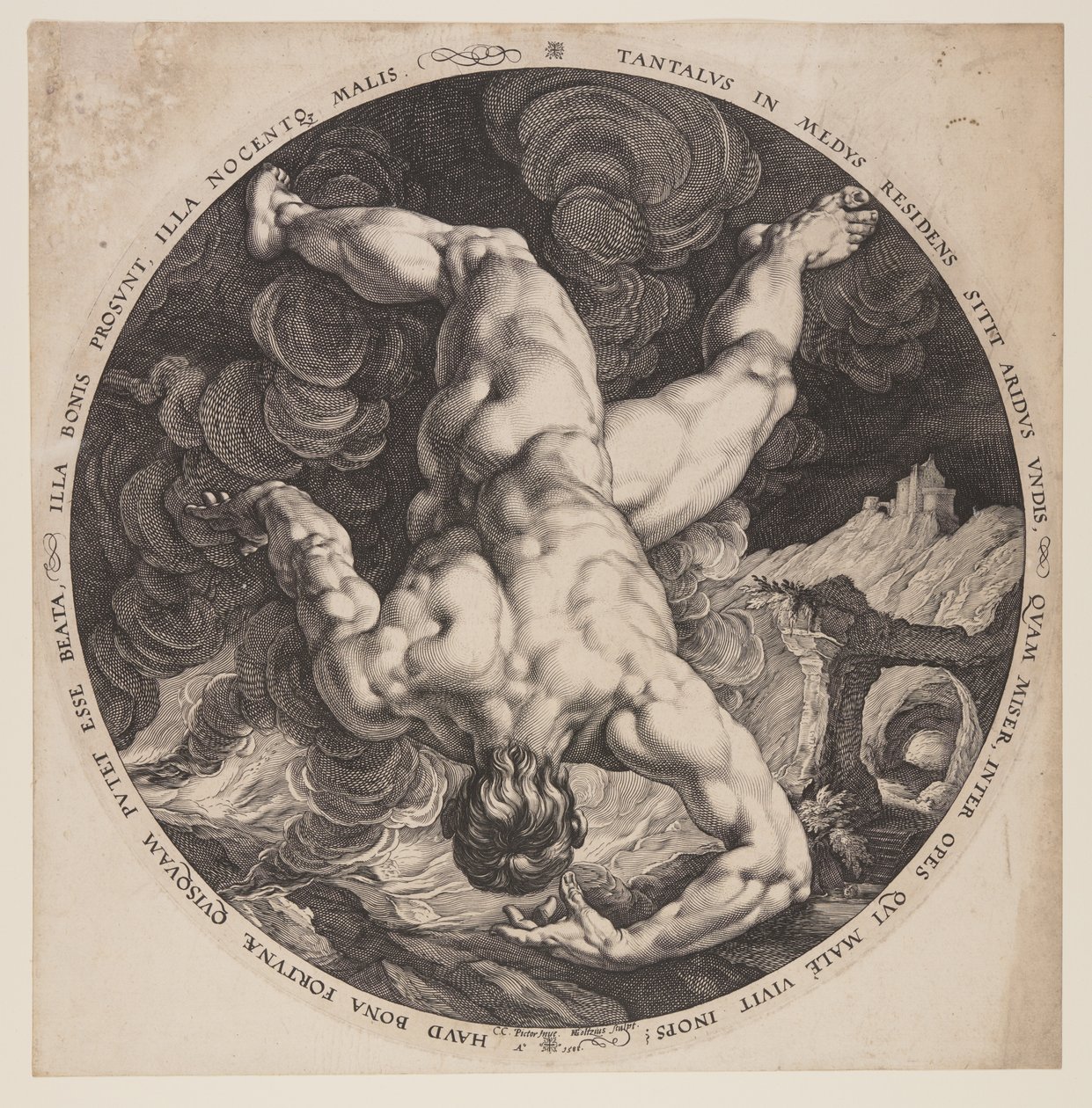 Tantalus, från De fyra skändarna av Hendrick Goltzius