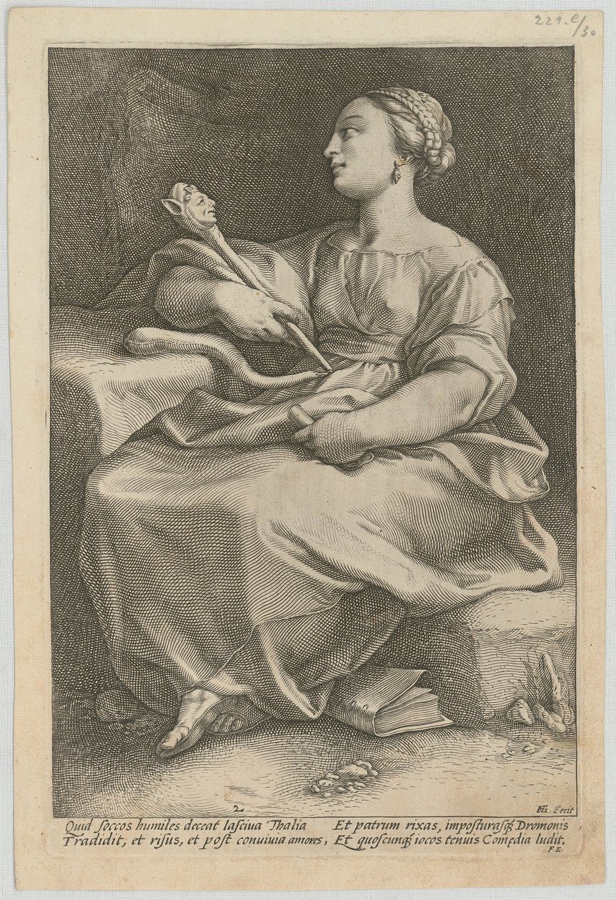 Thalia, blad 2 i serien ”Nio musor” av Hendrick Goltzius