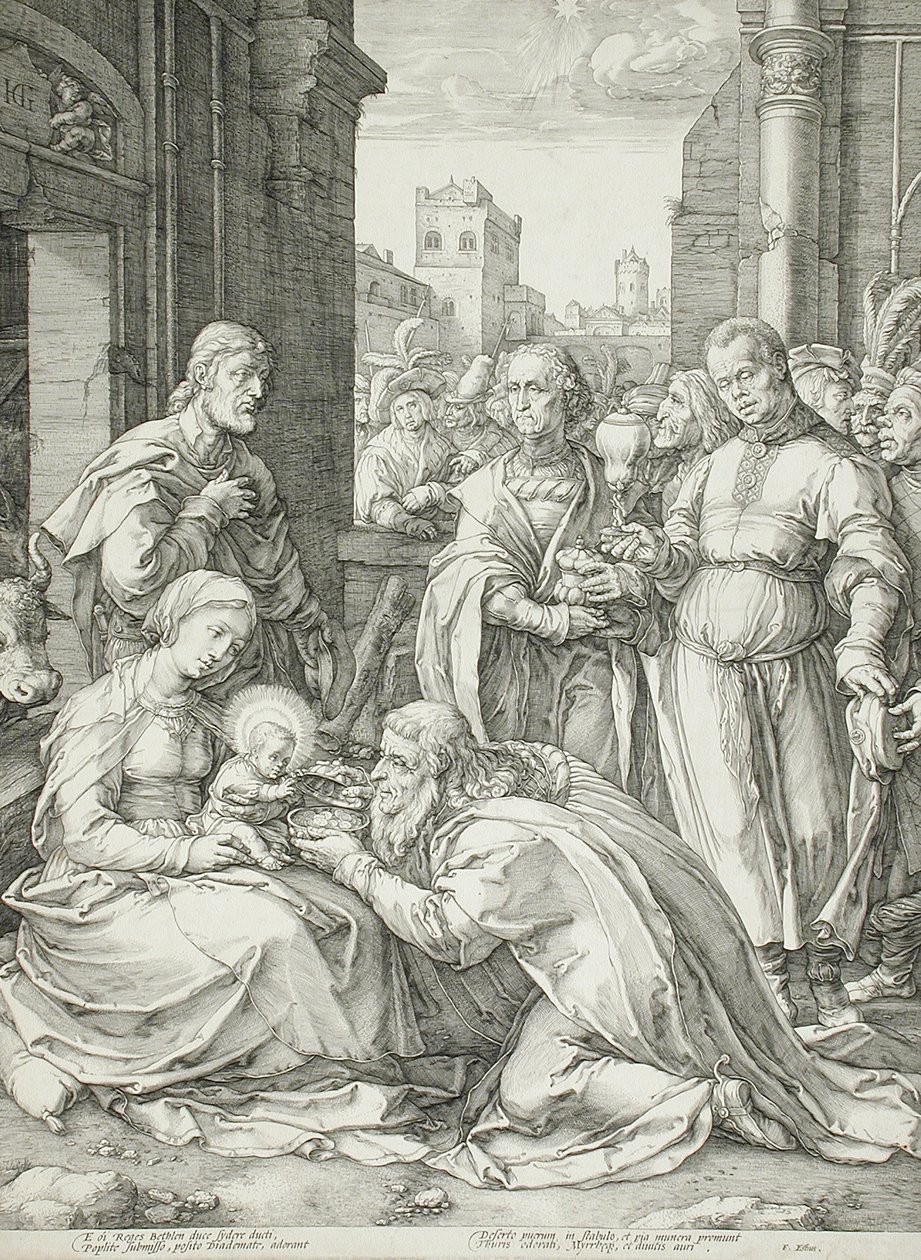 De tre vise männens tillbedjan av Hendrick Goltzius