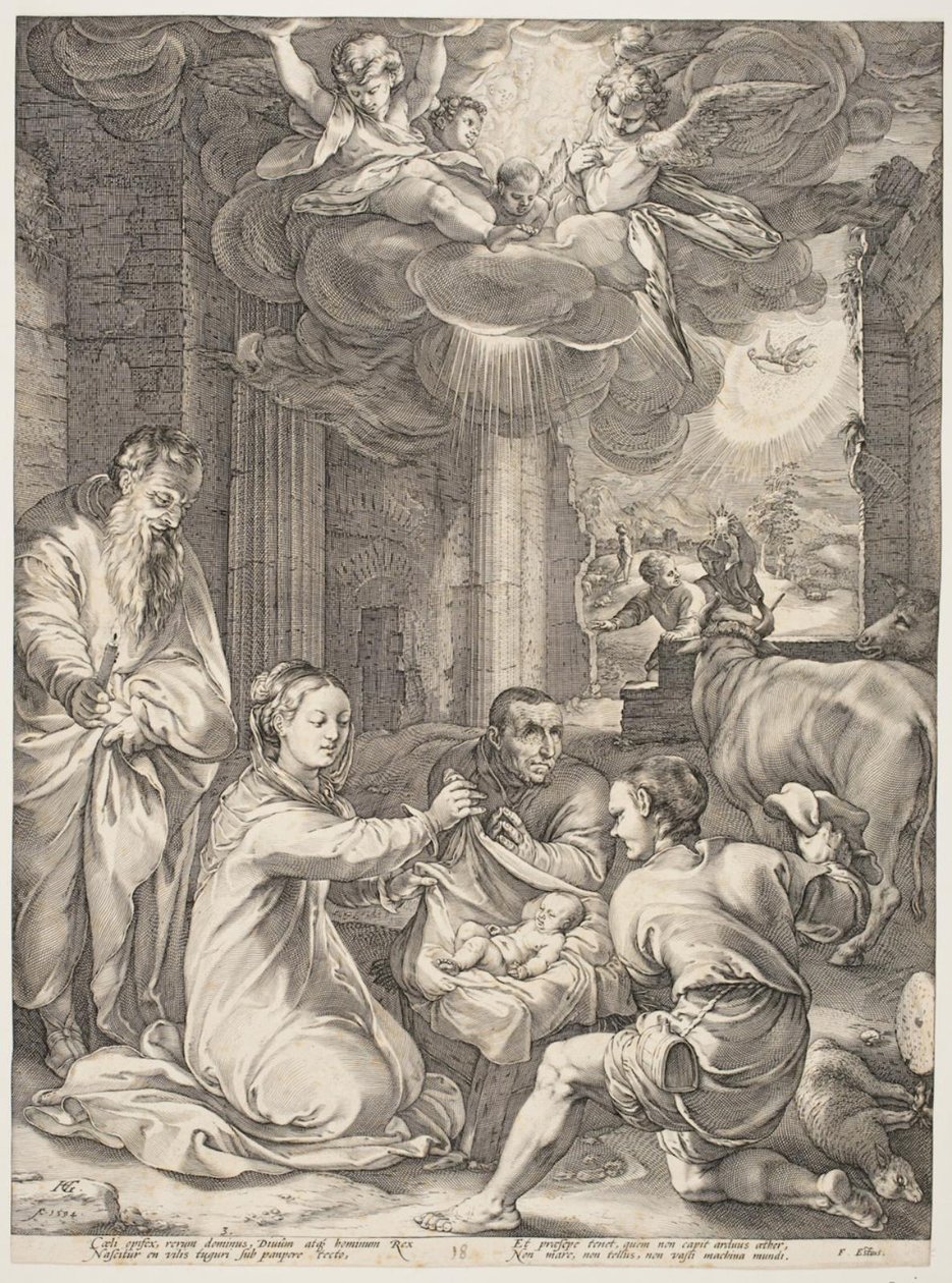 Tillbedjan av herdarna av Hendrick Goltzius