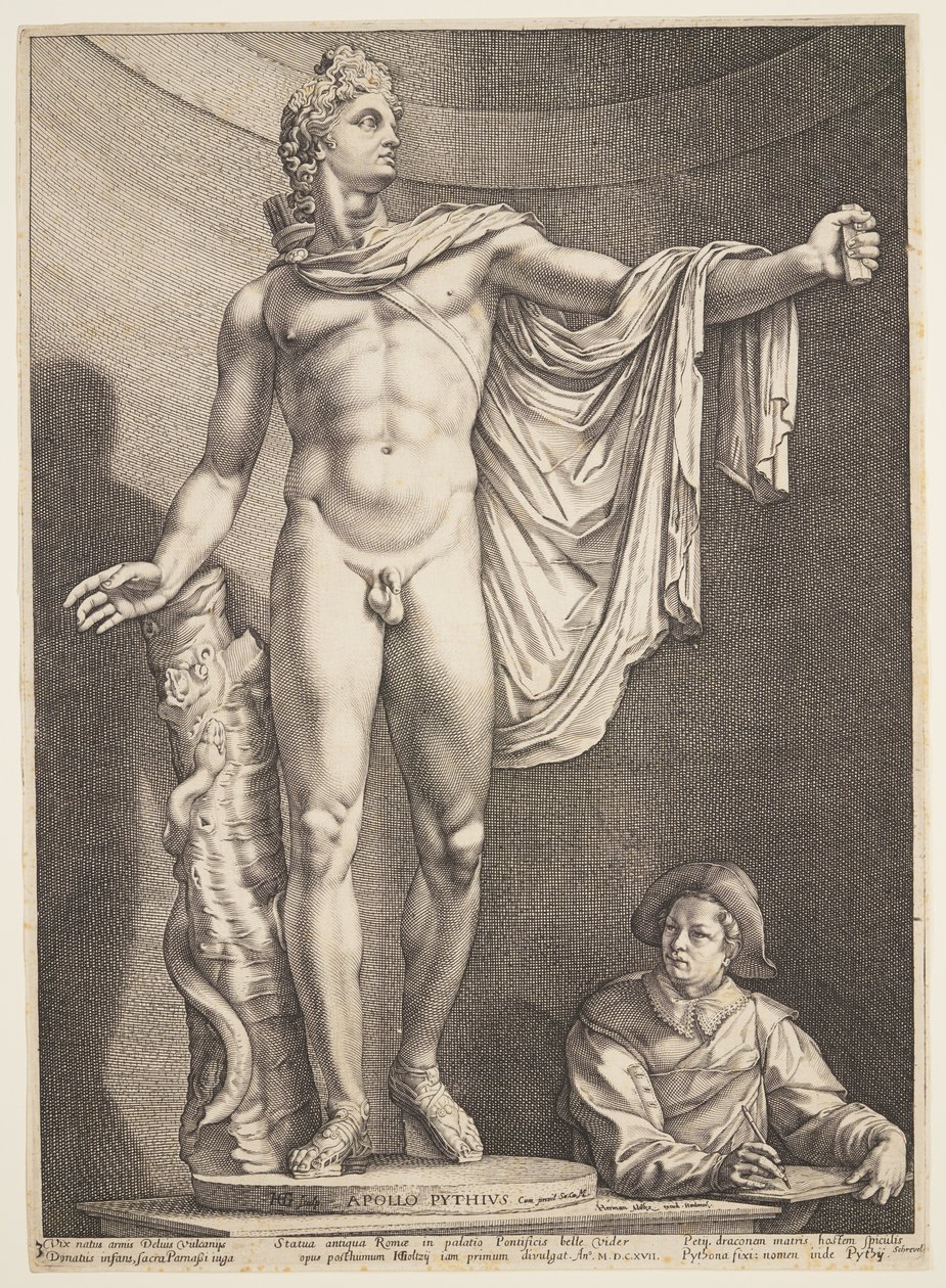Apollo av Belvedere, från Tre berömda antika statyer i Rom av Hendrick Goltzius
