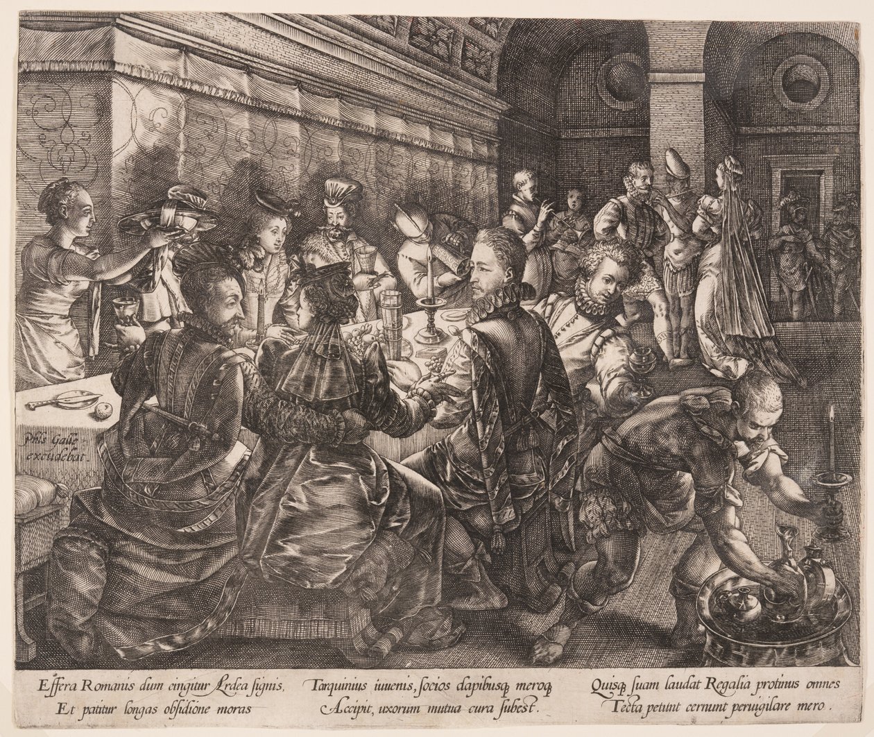 Tarquinius Collatinus bankett, från Historien om Lucretia av Hendrick Goltzius