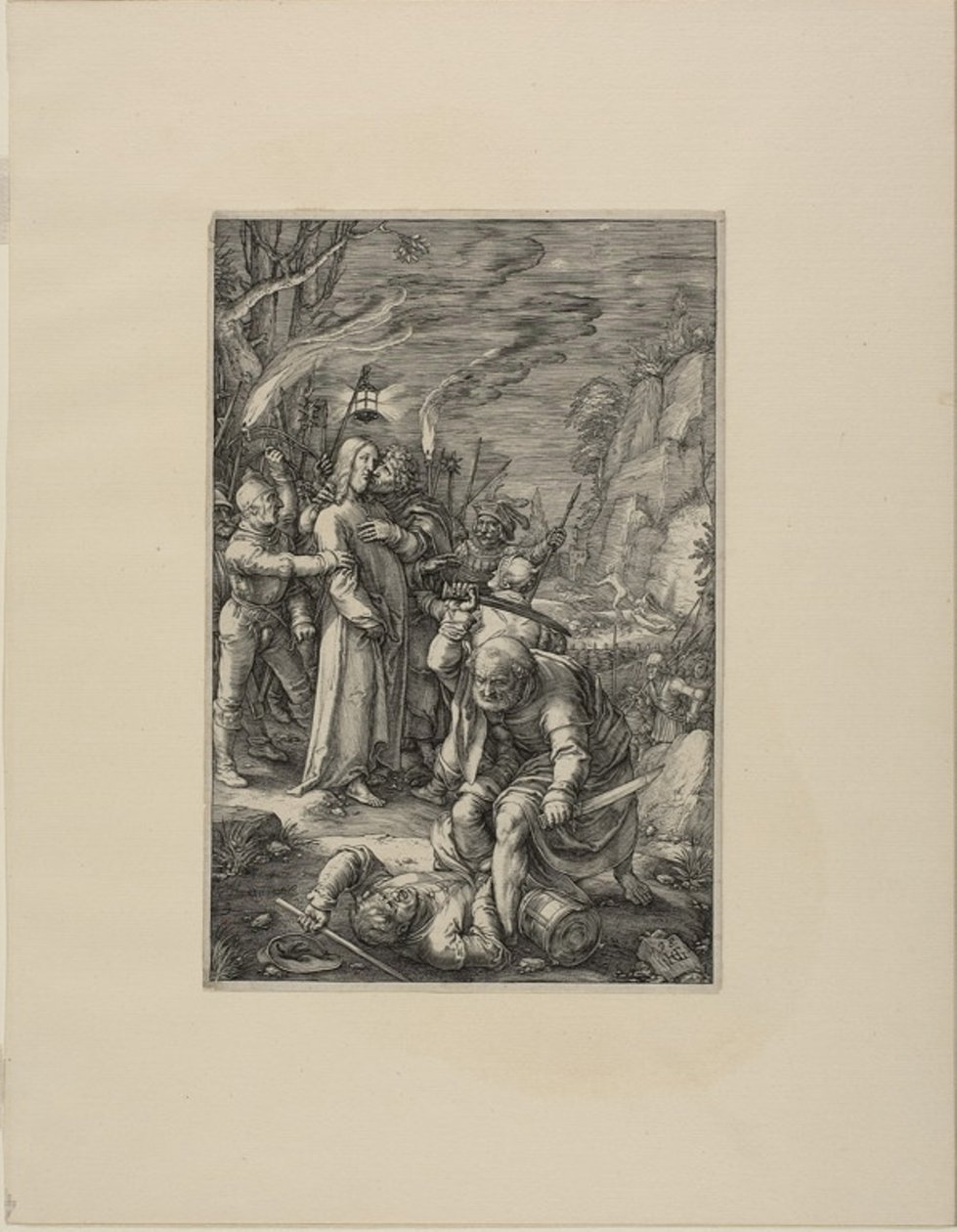 The Betrayal of Christ, tallrik tre från The Passion of Christ av Hendrick Goltzius