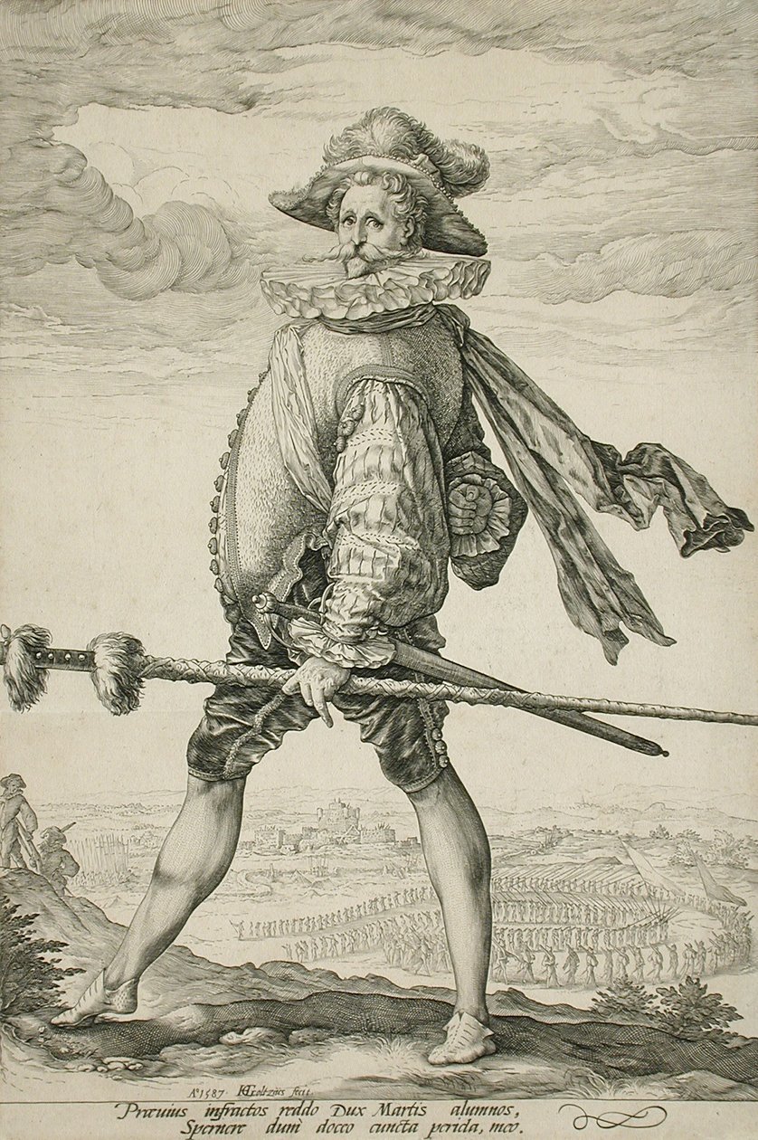 Infanterikaptenen marscherar åt vänster av Hendrick Goltzius