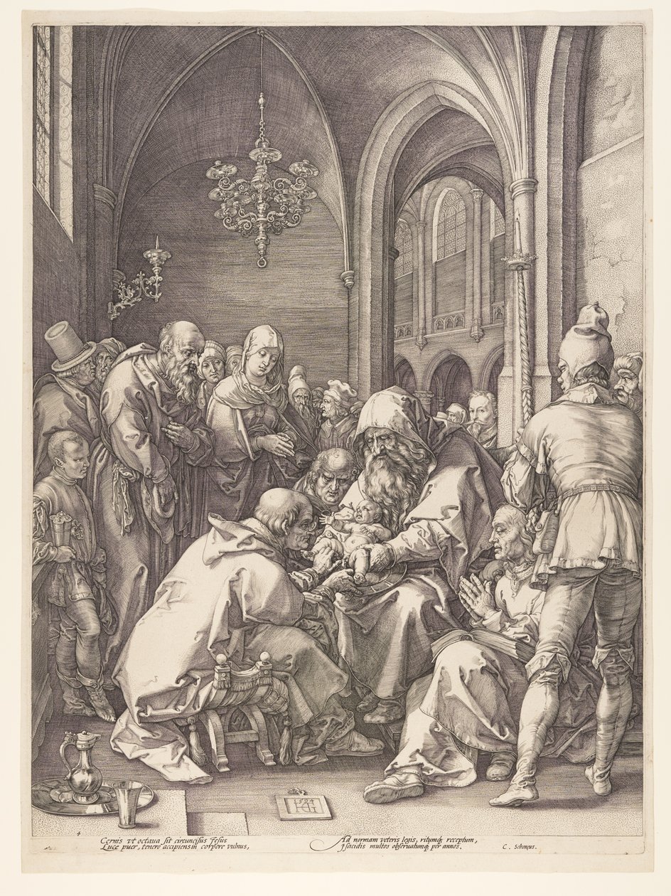 Omskärelsen, från Kristi födelse och tidiga liv av Hendrick Goltzius