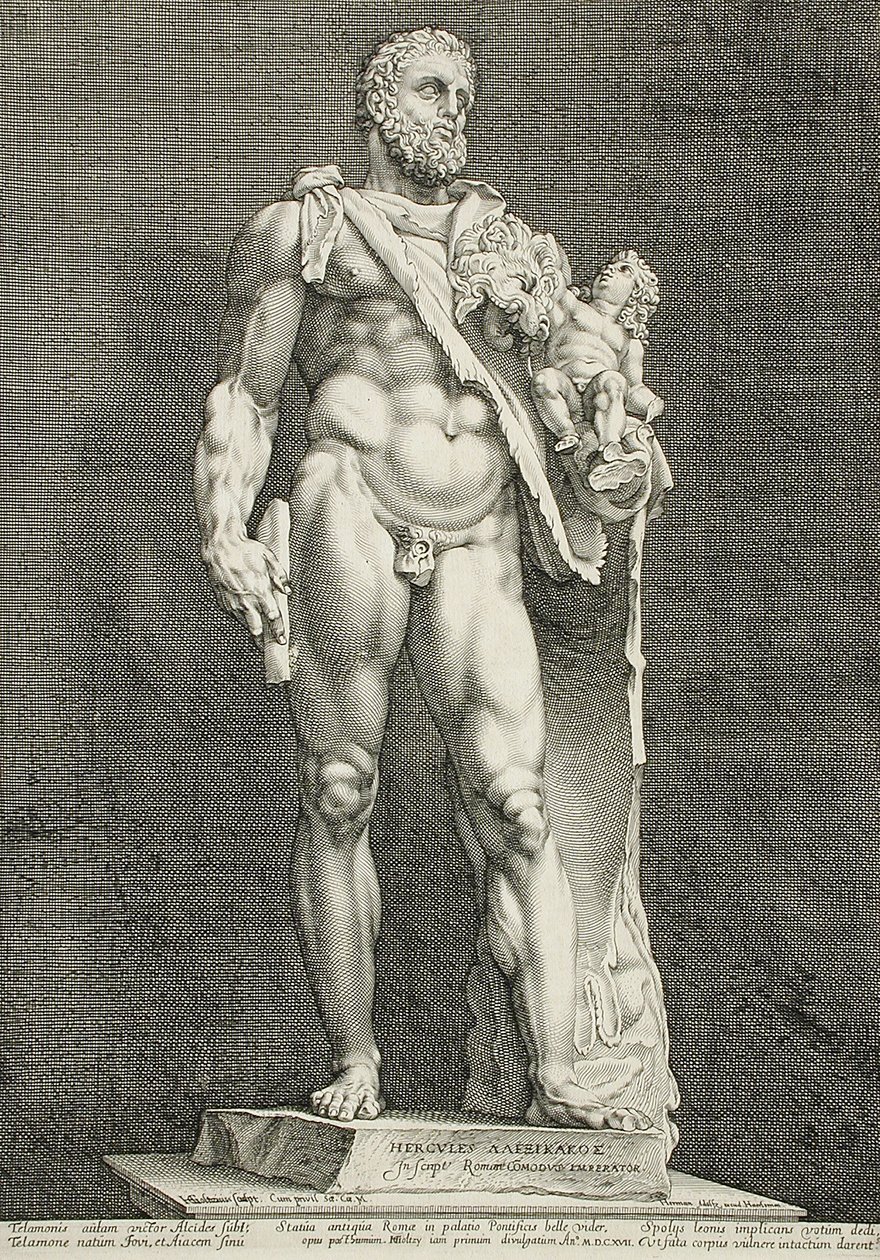 Kejsar Commodus som Herkules av Hendrick Goltzius