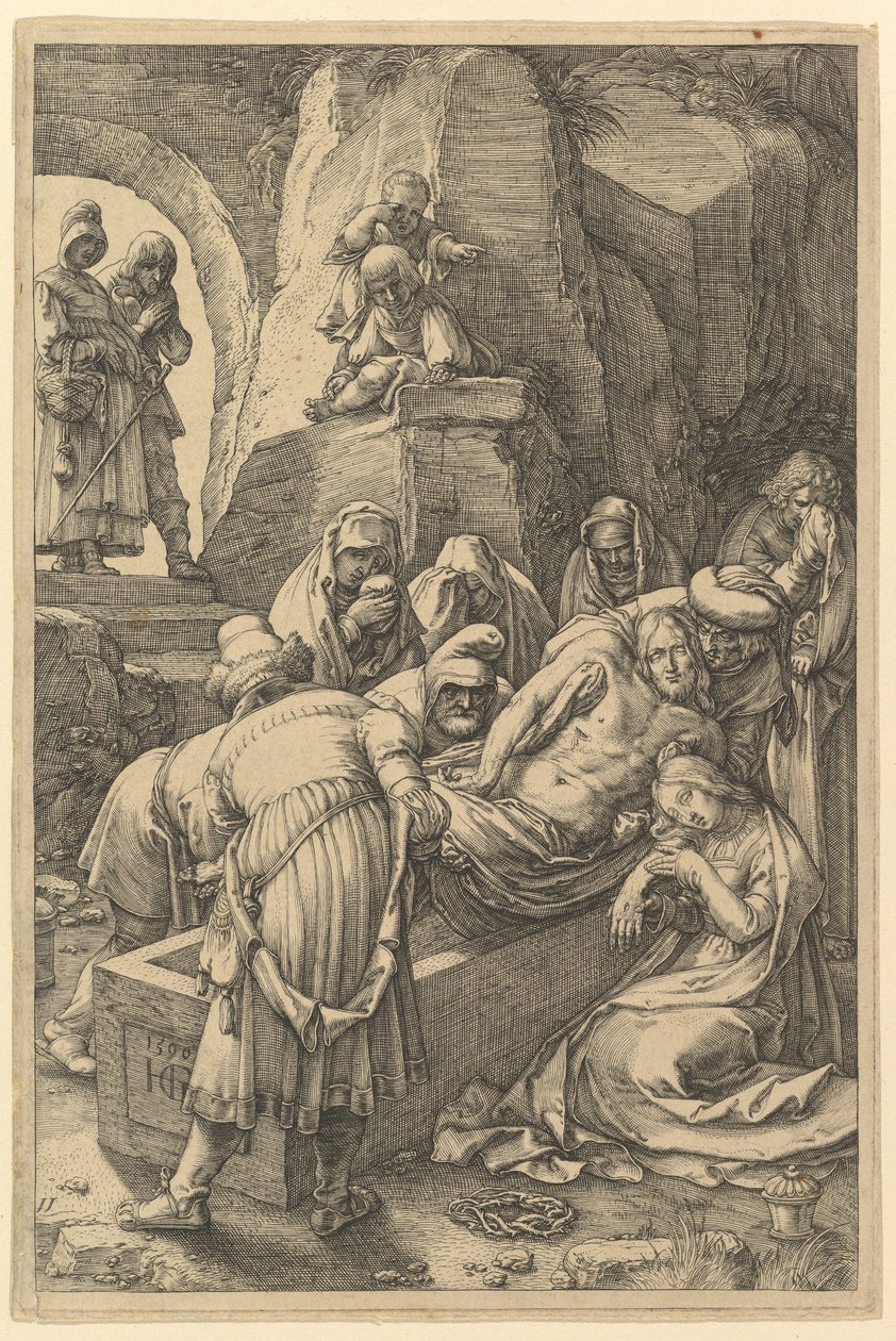 Gravläggningen, ur ”Kristi lidande” av Hendrick Goltzius