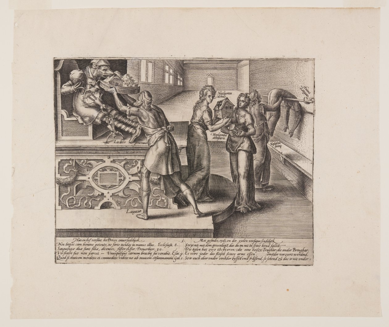 Kostnaderna för rättstvister, från Litis Abusus (Juridiska övergrepp) av Hendrick Goltzius