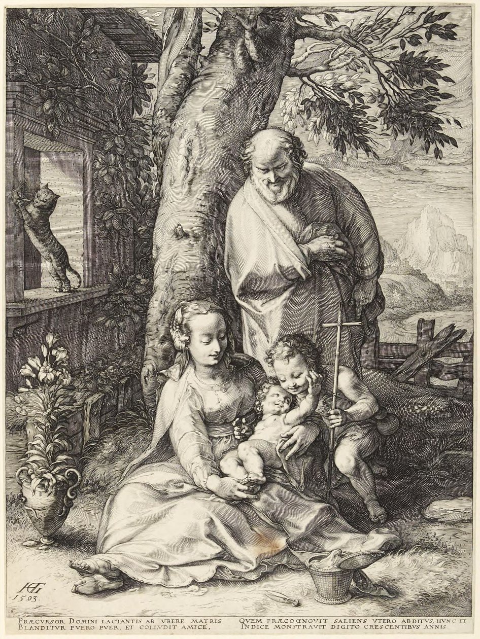 Den heliga familjen med den lille Johannes Döparen av Hendrick Goltzius