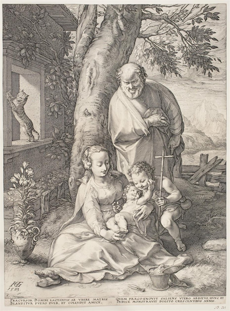 Den heliga familjen med den unge Johannes döparen av Hendrick Goltzius