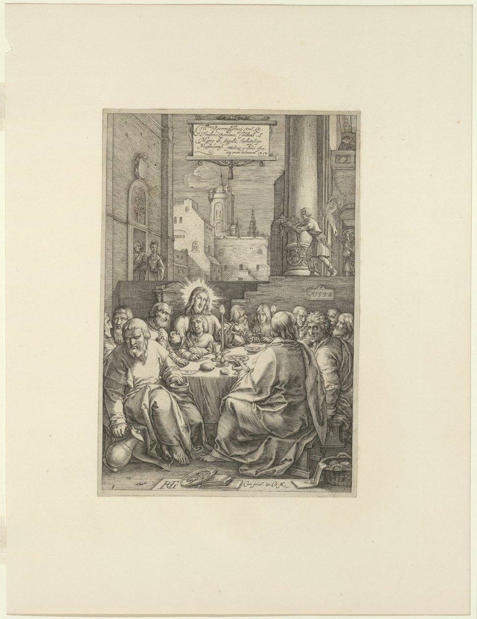 Den sista måltiden, tallrik ett från The Passion of Christ av Hendrick Goltzius