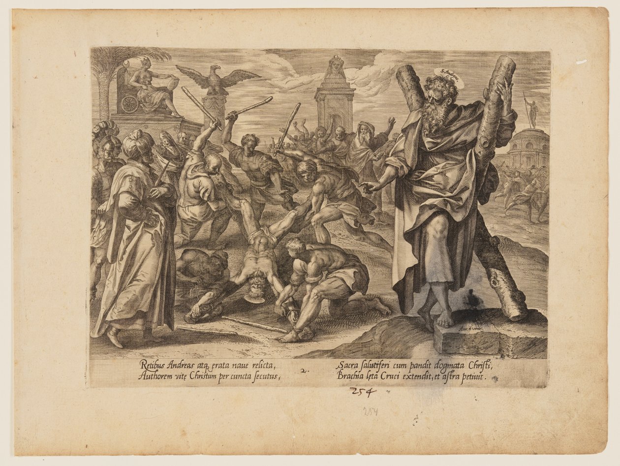 Sankt Andreas martyrdöd, från Kristi och apostlarnas martyrdöd av Hendrick Goltzius