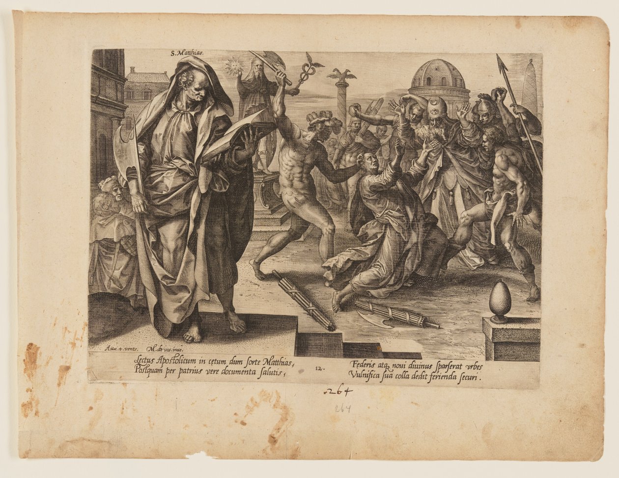 Den helige Matthias martyrdöd, från Kristi och apostlarnas martyrdöd av Hendrick Goltzius
