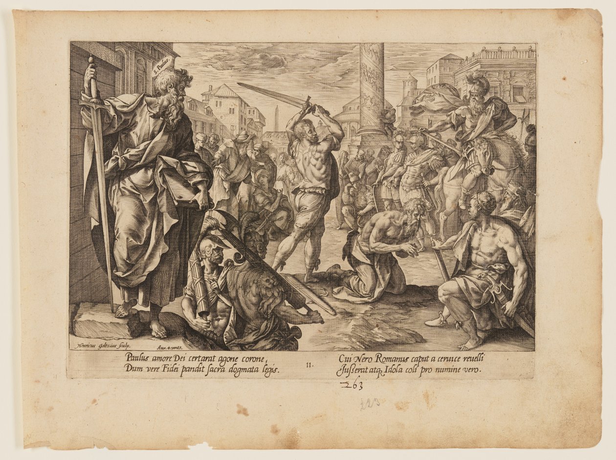 Paulus martyrdöd, från Kristi och apostlarnas martyrdöd av Hendrick Goltzius