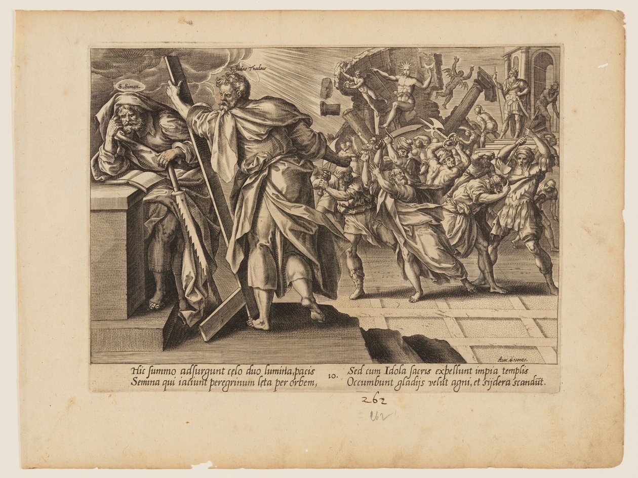 S:t Simons och Judas Thaddäus martyrium, ur Kristi och apostlarnas martyrium av Hendrick Goltzius