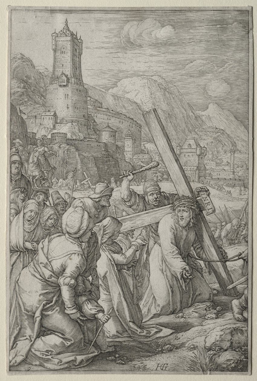 Passionen: Kristus som bär korset av Hendrick Goltzius