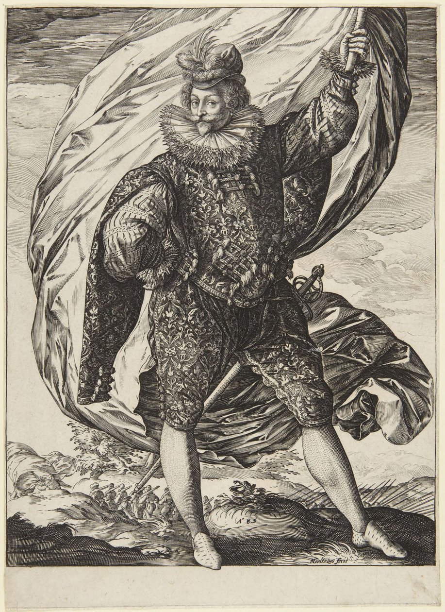 Fänriken, vänd åt höger av Hendrick Goltzius