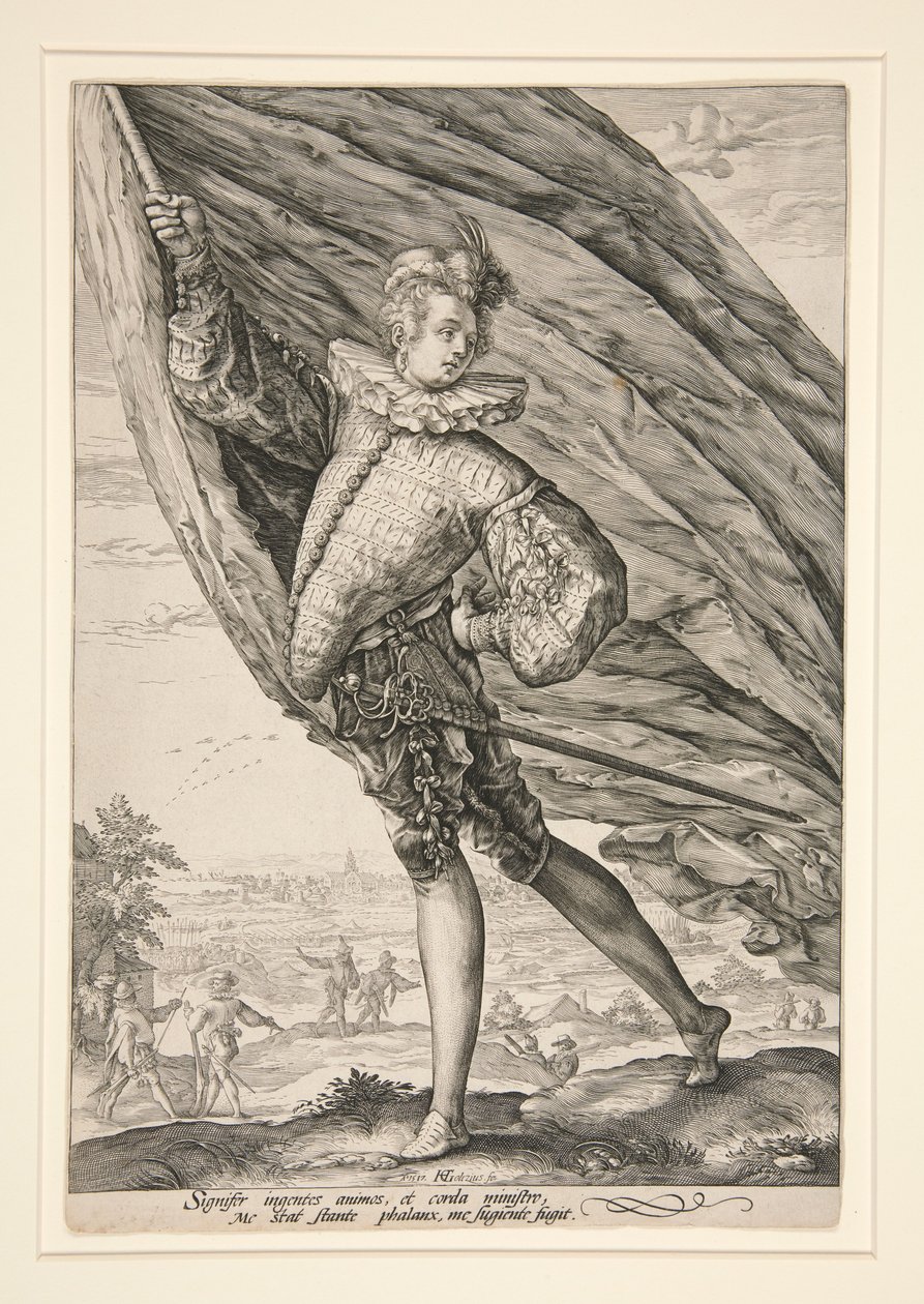 Fanbäraren, vänd åt vänster av Hendrick Goltzius