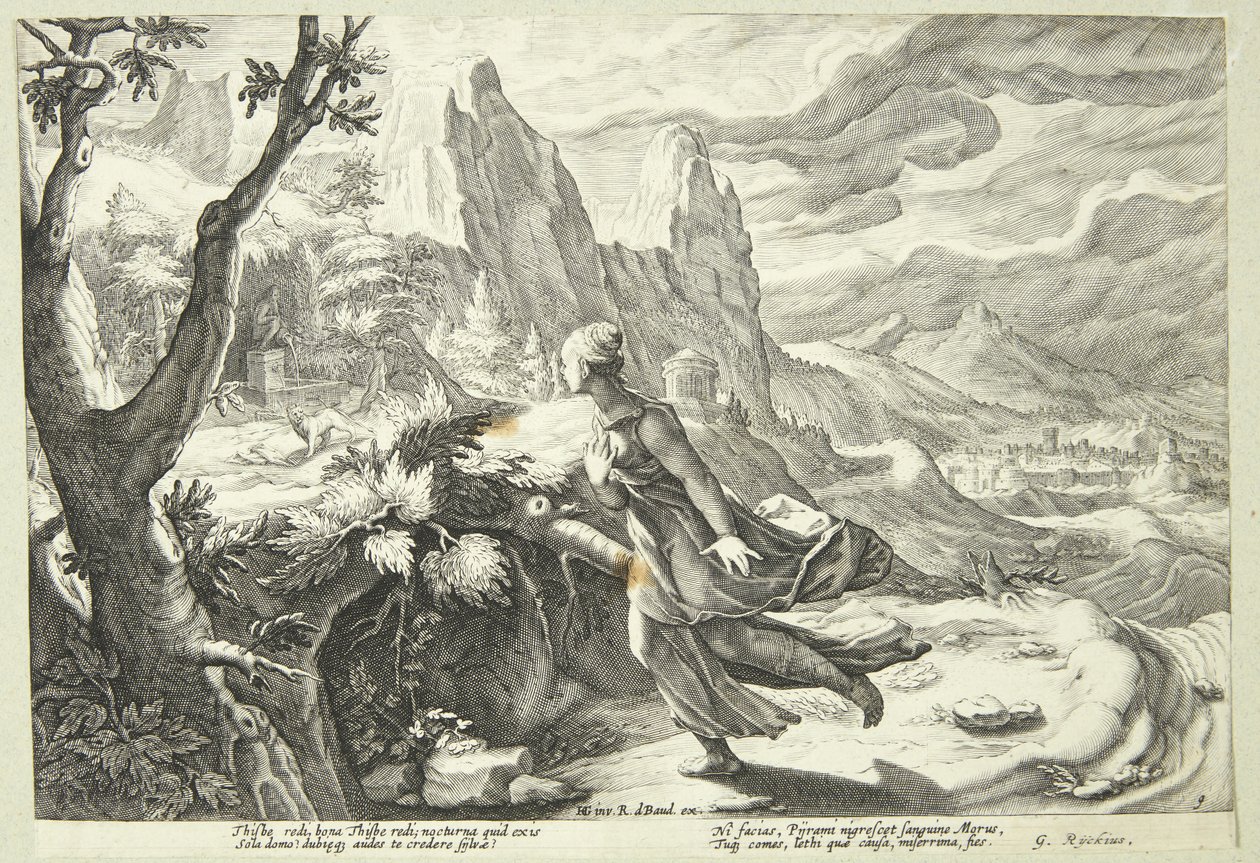 Blir skrämd av lejonet av Hendrick Goltzius