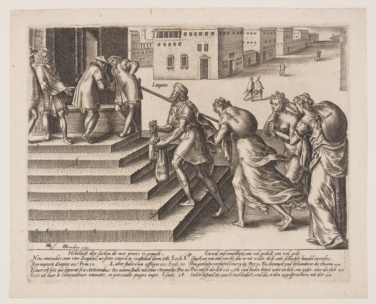 Ojämlik rättvisa, plansch 4 från The Abuses of The Law av Hendrick Goltzius