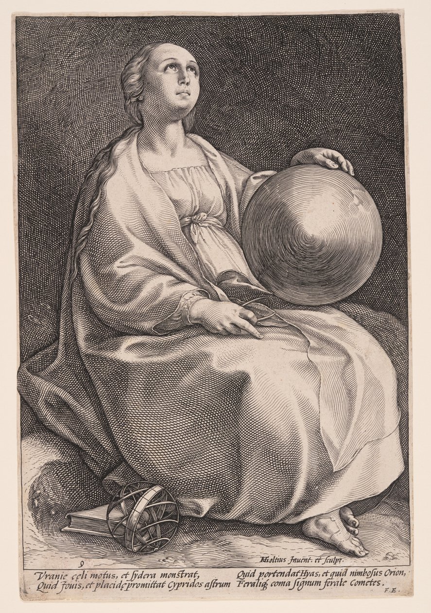 Urania, astronomins musa, från De nio musorna av Hendrick Goltzius