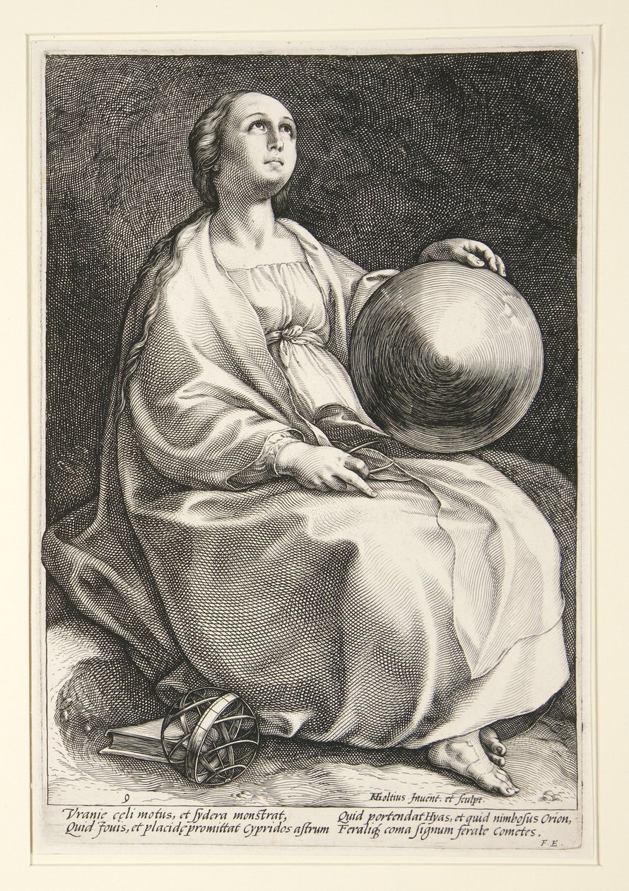 Urania, bild 9 ur serien ”De nio muserna” av Hendrick Goltzius