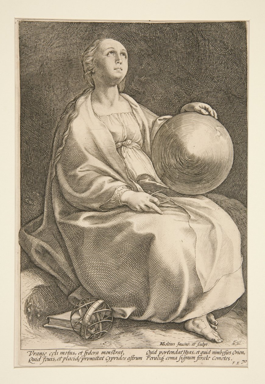 Urania, bild 9 ur serien ”De nio muserna” av Hendrick Goltzius