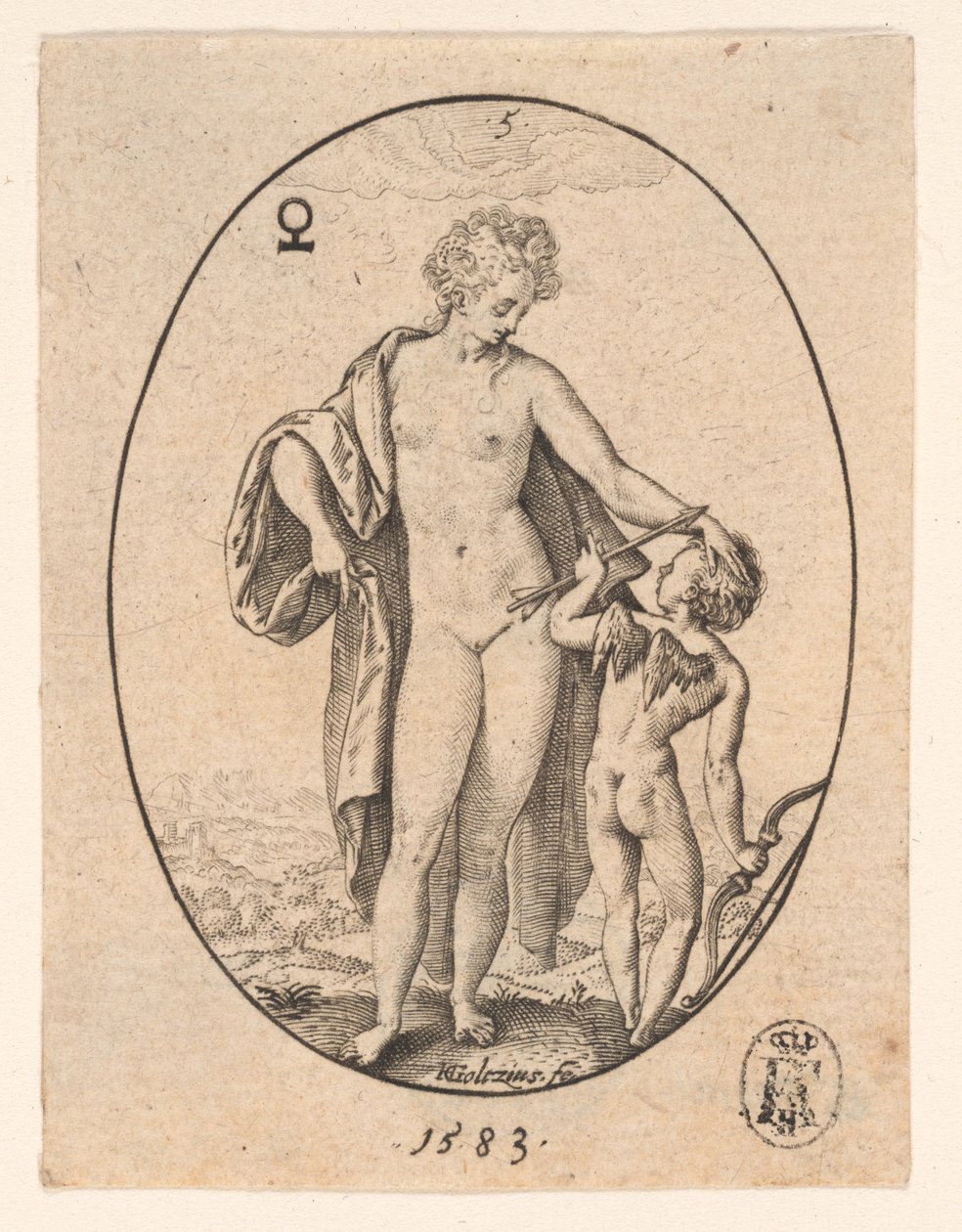 Venus och Amor av Hendrick Goltzius