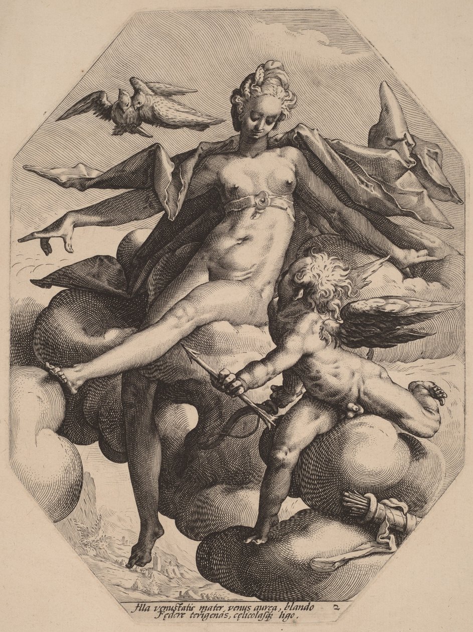 Venus och Amor av Hendrick Goltzius