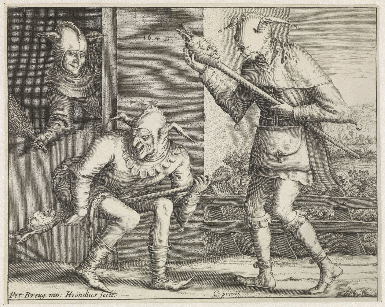 Tre dårar Crazy (serietitel) av Hendrick Hondius (I)