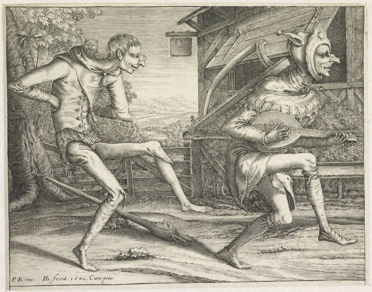 Två dansande dårar Crazy (serietitel) av Hendrick Hondius (I)
