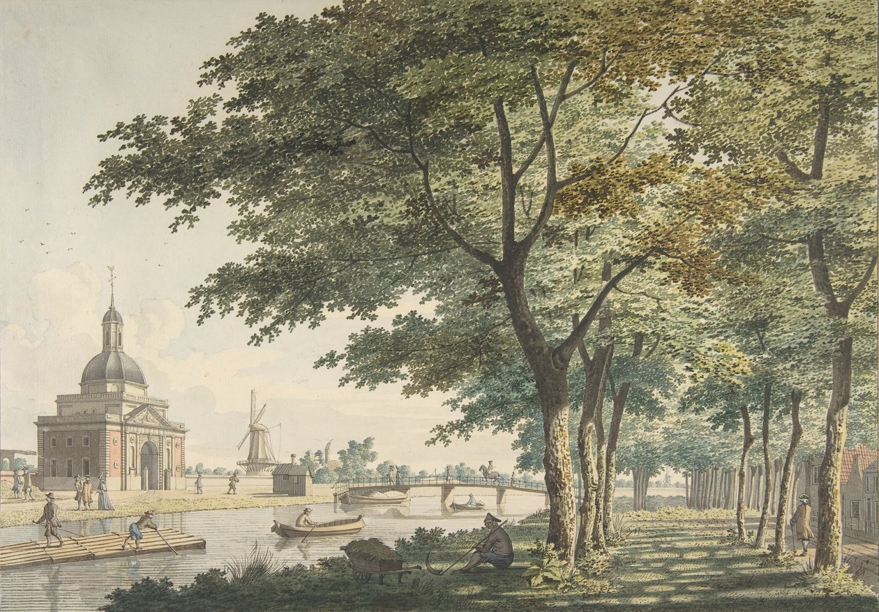 Muiderpoort, Amsterdam, sett från Plantage, 1771. av Hendrick Keun