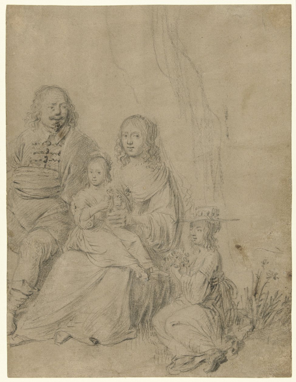 Familjegrupp bestående av ett par föräldrar och två döttrar av Hendrick Martensz. Sorgh (attributed to)